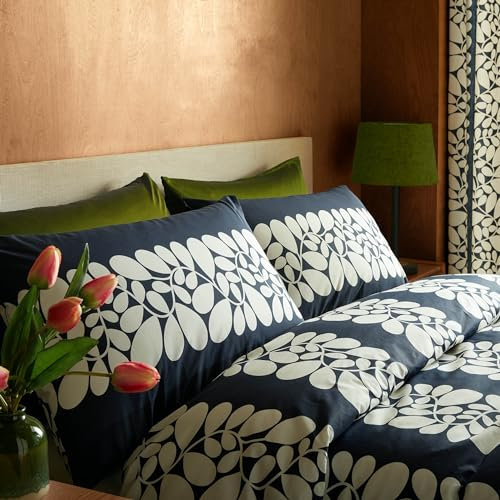 Orla Kiely Bettwäsche – Sycamore Stripe Space Blue 100% Baumwolle Bettbezug-Set (Standard-Kissenbezug-Paar: 50 cm x 75 cm)