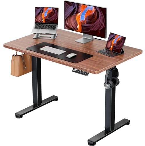 ErGear Elektrisch Höhenverstellbarer Schreibtisch 100 x 60 cm, Schreibtisch Höhenverstellbar mit 4-Gedächtnis-Smart-Pult für Home-Office mit Verbindungsplatte