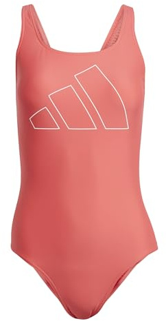 adidas Donna Big Bars Swimsuit, Semi Lucid Red/White, 44