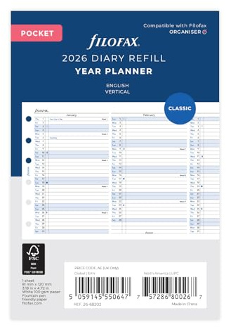 Filofax Pocket Jahrespl. vertikal (E)2026