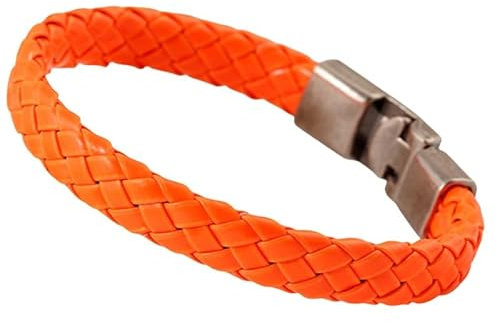shengyi Leather Woven Bracelet For Men, Twist Handmade Braided Bracelet Adjustable Wristband Vintage Lucky Jewelry Gift For Men Women Orange