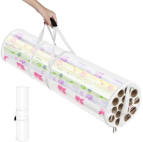 AiQInu Organizzatore per Carta da Regalo, Sacchetti di Carta da Regalo Trasparenti, 100x20 cm, PVC, Multiuso (Natale, Compleanno, Festa)
