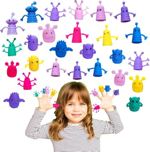 Fingerpuppen Set, 24 Stück Lustige Monster Finger Puppen Spielzeug, Niedliche Kleine Finger Puppen Requisiten Gummi Badespielzeug Geschenk für Kinder Weihnachten Geburtstag Partytütenfüller