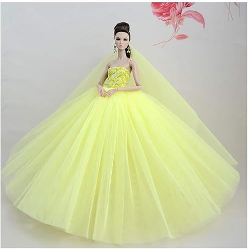 Codulu Puppe trägerloses Hochzeitskleid Kleidung für Mädchen, Puppe, Hochzeitskleid, Kopfschleier, Kostüm, Outfits, Zubehör, A