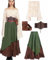 Déguisement Médiéval Femme, Robe longue style Renaissance avec corset, blouse à épaules dénudées, ceinture et bourse vintage, Costume victorien pour Carnaval, Cosplay et Fête médiévale (Green, S)