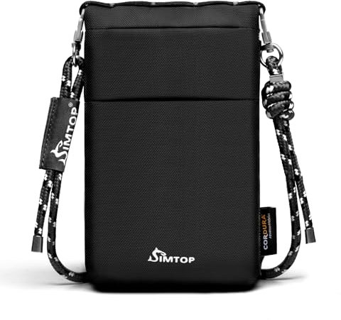 SIMTOP Handytasche zum Umhängen,RFID-Schutz,wasserabweisend,Crossbody Umhängetaschen für Damen,Handy Tasche Damen Umhänge mit verstellbarem Gurt,Ideal für Outdoor Reisen,Schwarz