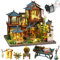 TOPBSFARNY 3D Holz Montiert Puppenhaus Kit DIY Miniatur Chinesischer Stil Hofszene Gebäude mit Musik Kreativität Halloween Geburtstagsgeschenk (ohne Staubschutz)
