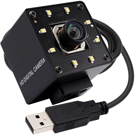 Svpro 12MP 4K Autofokus Kameramodul mit Licht für Computer Laptop,High Speed 1080P 120fps Lightburn Kamera USB2.0 Industrie Video Board Kamera Weitwinkel 100 Grad für Windows/Android/Linux/MacOS