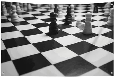 Drapeau de jardin saisonnier - Drapeaux de cour noirs et blancs - Motif damier - Pour intérieur et extérieur