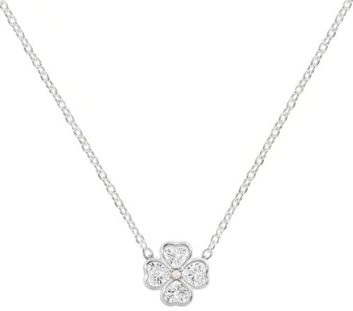 RADLEY Sterling Silver CZ Clear Heart Flower Necklace