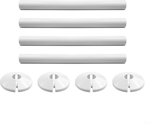 Yuanpgky For BLACK Talon Snappit 15mm Radiator Pipe Covers and Collars Set of 8 Pieces, 200mm Length Chrome Effect Plastic Sleeves for Bathroom Home Improvement(White)