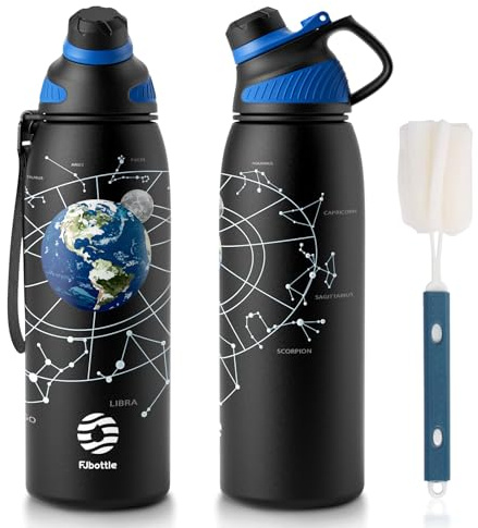 Fjbottle Borraccia Termica 1L Acciaio Inox con Tappo Magnetico per Sport | Senza BPA, senza perdite, spazzola inclusa, ideale per palestra, lavoro e trekking