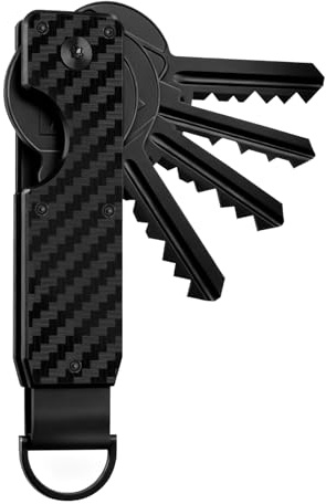 TMZELOA Organisateur de clés en métal, boîte de rangement pour clés, porte-clés compact pour jusqu'à 6 clés avec anneau en D, noir