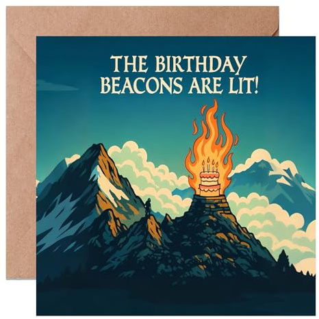 Birthday Beacons Are Lit Birthday Card, Funny Fantasy Birthday Greeting Card for Gamer, Epic Adventure Celebration Humor, Comes with Envelope, Birthdays Wishes for Him or Her
