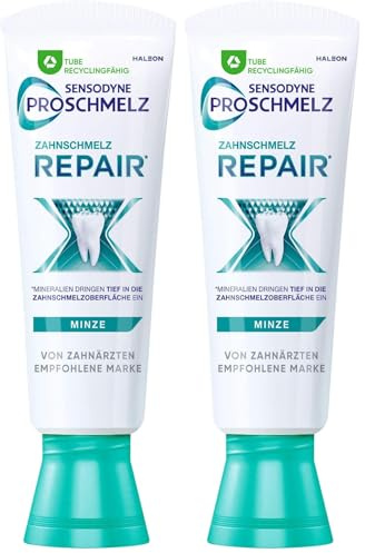 Sensodyne ProSchmelz Repair Zahnpasta, tägliche Zahnpasta mit Fluorid, 1x75ml, repariert nachweislich durch Säuren geschwächten Zahnschmelz (Packung mit 2)