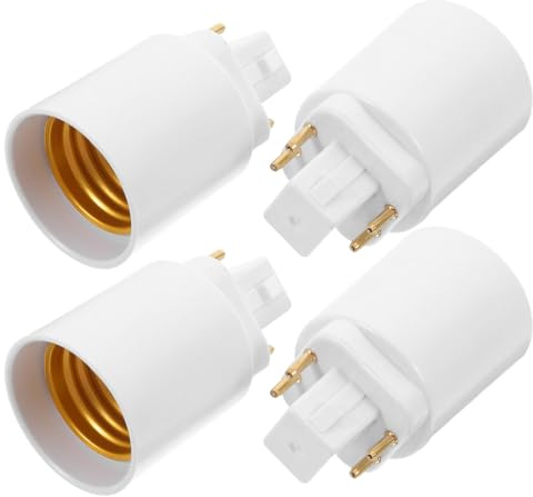 SHINEOFI Lot de 4 Adaptateurs G24 vers E27 4 Broches Courts, Convertisseur de Douille pour Ampoules Led, Compatible Luminaire Chambre et Salle de Bain, Compact et Sécurisé, Installation