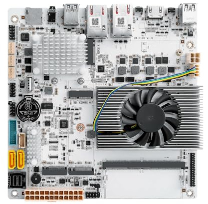 NAS Motherboard 6 Bay SATA3.0, N150, Mini-ITX Motherboard with 2 x 10GbE LAN, 3 x M.2 NVMe, Computer Board, Type-C, TF, HD, DDR5, Barebone, No RAM NO SSD (No Cable)