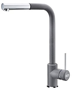 Franke Küchenbatterie, Chrom/Steingrau Set Kitchen Sink tap with Pull-Out spout Sirius Side-Chrome/Stone Grey 115.0476.824 + SR01 Green, Large