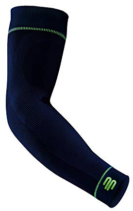 Bauerfeind Arm Sleeve „Sports Compression Sleeves Arm“, 1 Paar Sport Kompressions-Armbandagen, Unisex, Armlinge für Ball- & Ausdauersportarten zur Stärkung der Muskulatur, Armstulpen, Marineblau, L lang