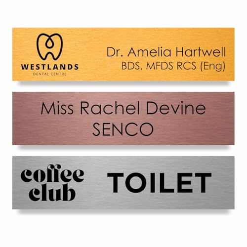 Slimline Aluminium Custom Office Door Sign by ViroDisplay® – Rigid Aluminium – 250 x 60mm - Customisable Office Sign – Durable Printed Surface – Self-Adhesive Fixing