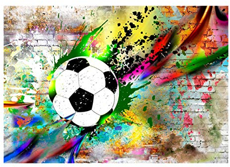 decomonkey Fototapete Graffiti Fußball 400x280 cm XL Tapete Fototapeten Vlies Tapeten Vliestapete Wandtapete moderne Wandbild Wand Schlafzimmer Wohnzimmer Ziegel Jugendzimmer Ball