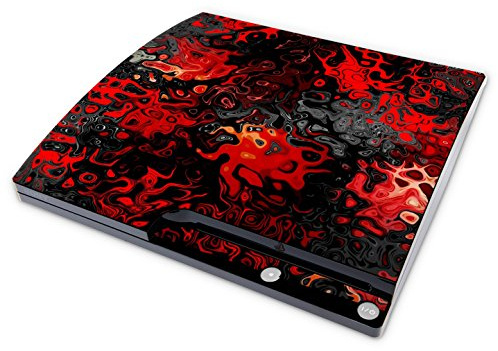 Skins4u Aufkleber Design Schutzfolie Vinyl Skin kompatibel mit Sony PS3 Playstation 3 Slim Konsole Red Plasma