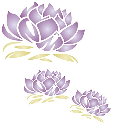 Lotusblüten-Schablone, 26,5 x 24 cm (M) – Wiederverwendbare große Fantasie-Wand-Schablone