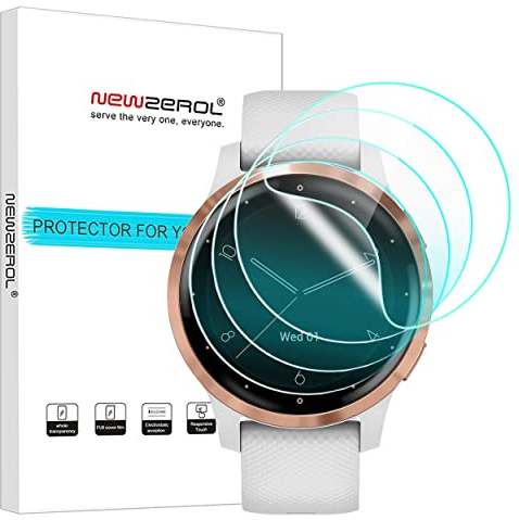 NEWZEROL 4 Stück Displayschutzfolie Kompatibel für Garmin Vivoactive 4S, TPU Hochauflösende kratzfeste Anti-Fingerabdruck-Schutzfolie für Garmin Vivoactive 4S