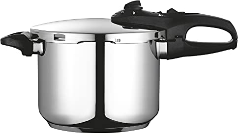 FAGOR Duo Olla a presión Super rápida, Acero Inoxidable 18/10, Todo Tipo de cocinas. Fondo termodifusor IMPAKSTEEL máxima Resistencia, 5 Sistemas Seguridad, 2 Niveles de presión (6L)