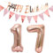 Luftballons 17.geburtstag deko rosegold+Happy Birthday Girlande +Wimpelkette 40Zahlen Ballon 17 Luftballons 17 Jahre Geburtstag Dekoration Mädchen Geburtstagdeko17 Geburtstag deko rosegold set(17)