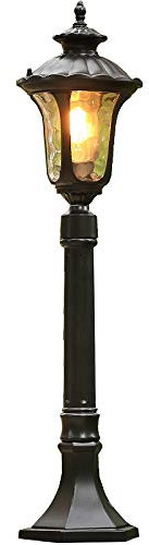 Lanterne Extérieure Classique Réverbère Lampe sur pied Lampadaire en Aluminium moulé à LED lumineuse d'extérieur style rustique 1xE27 étanche IP23 parfaite pour le jardin et le balcon (C)