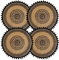 CcHhyyt Set mit 4 Stück Boho Platzsets rund gewebte Jute-Fransen-Tischsets mit Quasten Pompon Platzset für Esszimmer wasserdichte Tischdekoration Baumwolle Kaffeematte Wohnkultur (Schwarze Pompon)