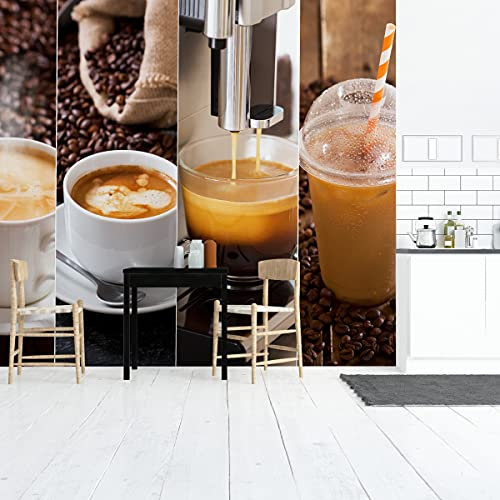 Muralo Fabulous Non-Woven Photo Wallpaper Kitchen Coffee Beans Espresso Modern Wallpaper Dining Room Restaurant Wall Pictures Wall Wallpaper XXL Luxury Abstract Width 152.5 cm x Height 104 cm