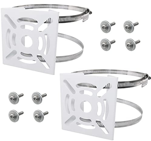 Ruiwaer 2 Sets Universal Vertical Pole Mount Adapter with 2 Loops(20cm Diameter) for CCTV Security Camera PTZ Dome, White