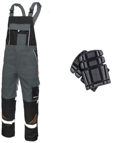 Bib And Brace Overalls Dungaree Men Hi Vis Reflective Trousers With Knee Pads Jacket Available Perfect For Work Mechanic Flooring Trades
