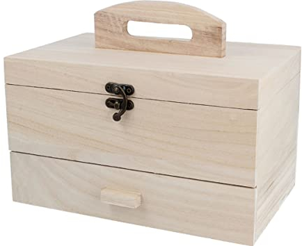 INNSPIRO Boîte à couture en bois de balsa avec tiroir 25 x 16,5 x 15 cm, 201