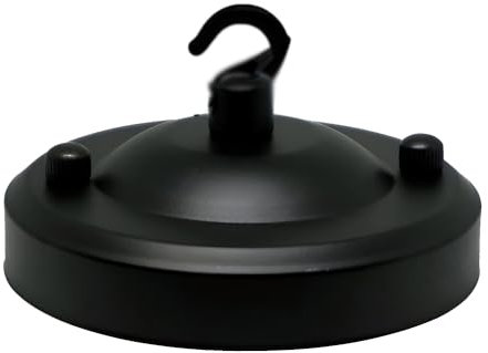 LEDSone Vintage Single Out Black Ceiling Rose Hook Plate for Light Fitting Chandelier, 108mm Metal Antique Side Fitting Ceiling Plate with Accessories for Ceiling and Wall Lamp