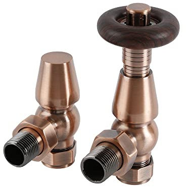 Milano Windsor - Traditional Antique Copper Thermostatic Angled Radiator Valves