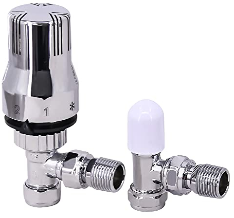BOSUGE 15 mm abgewinkeltes Thermostatventil für Heizkörper, Chrom, manuelle Heizkörperventile