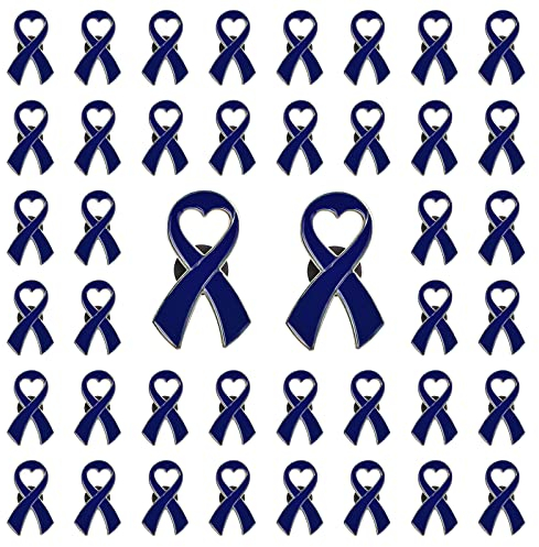 CRAFFANCY Lot de 50 Broches en Forme de cœur Bleu foncé en métal avec Fermoir en Silicone émaillé pour décoration