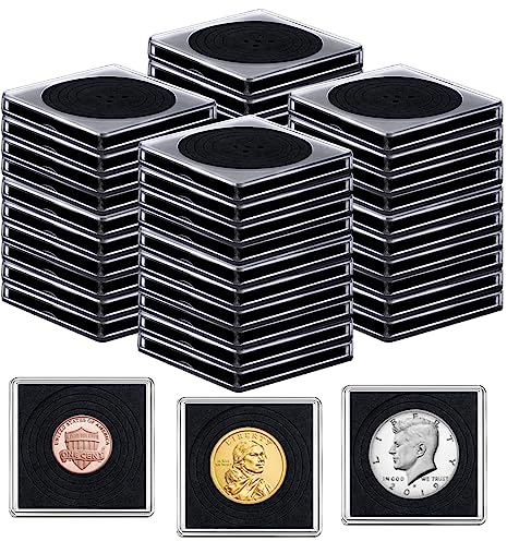 Fansunta Lot de 80 étuis réglables en acrylique avec éponges pour collection de pièces de monnaie et dollars (20 mm-40 mm)