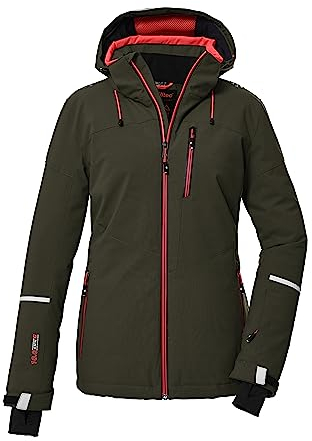 killtec Damen Skijacke/Funktionsjacke mit abzippbarer Kapuze und Schneefang KSW 81 WMN SKI JCKT, oliv, 40, 39746-000