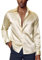 PaulJones Mens Shirts Long Sleeve Smart Casual Shirt Satin Shirt Dress Shirt Silk Like Shirt with Bow Tie L Champagne