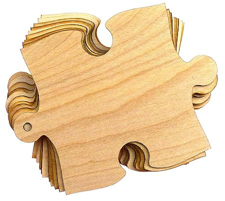 10x Wooden Jigsaw Craft Shapes Centre Piece 3mm Plywood Build Your own Puzzle(6 x 8cm,Hole Top Centre)