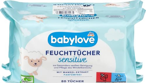 Babylove Feuchttücher und co (12x 80 Tücher, Sensitive Feuchttücher)