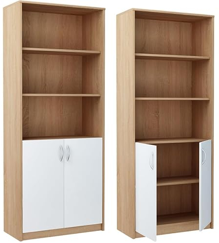 Regal Schrank für Dokumente MARK R007 180x74x35 cm Sonoma Eiche - Weiß