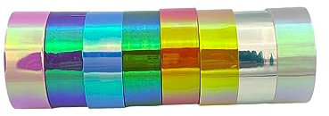 Syntego Lot de 8 rouleaux de ruban adhésif holographique Washi coloré arc-en-ciel 15 mm x 5 m pour scrapbooking, journal, artisanat