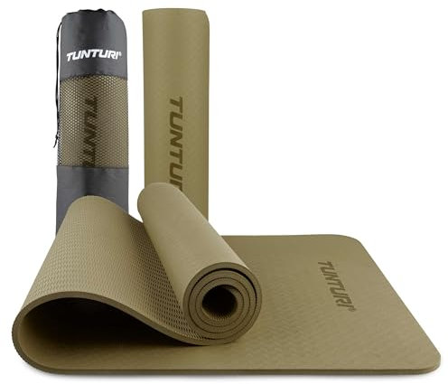 Tunturi Dicke Yogamatte 8mm - Rutschfest Gymnastikmatte - Mit Tragegurt - Für Yoga und Pilates - Sportmatte 183x61x0,8cm -Schadstofffrij - Besonders komfortabel - Grün