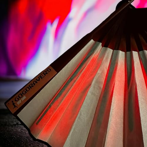 GogoRavers™ Fan LED | Foldable Hand-Fans Wireless Remote Controlled Lights | Rechargeable | DJ Party Glow Rave Fun EDM Dance Festival Eve Christmas NYE 2024 Trippy Wind Air Summer (Multi-colourful)