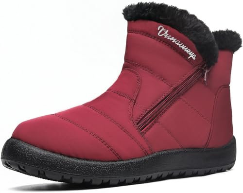 Vunavueya Stivali Donna Stivaletti Invernali Scarpe da Neve con Imbottitura Calda Stivali alla Caviglia Caldo Boots Scarpe Rosso 37 EU_235